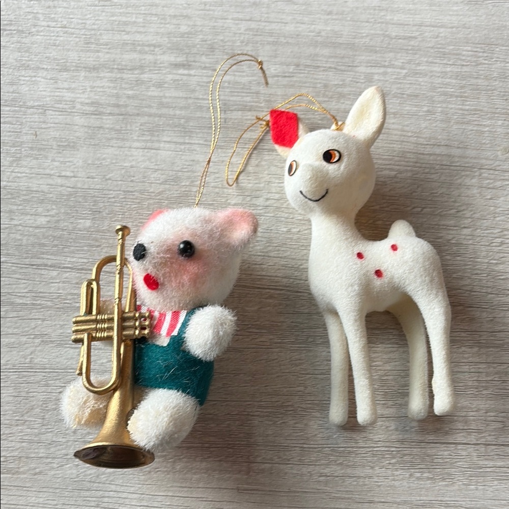 Vintage flocked ornaments
